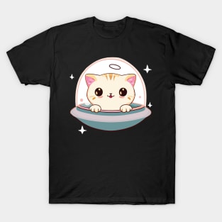 Cat in UFO T-Shirt